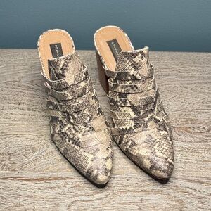 Steven By Steve Madden Beige Snakeskin Mules